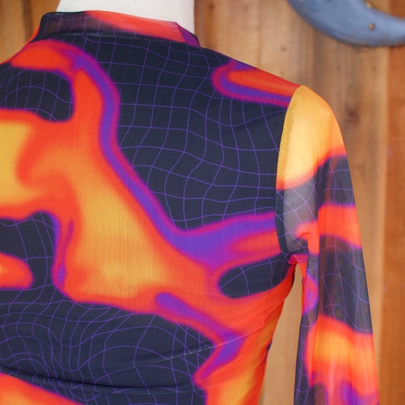 Poster Girl Heatmap Print Mesh Bodycon Cutout Mini Dress Size M - Picture 13 of 15